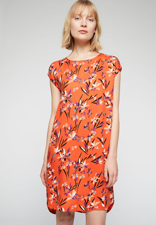 Robe orange à motifs en tencel - Hilaa Tropical Spirit
