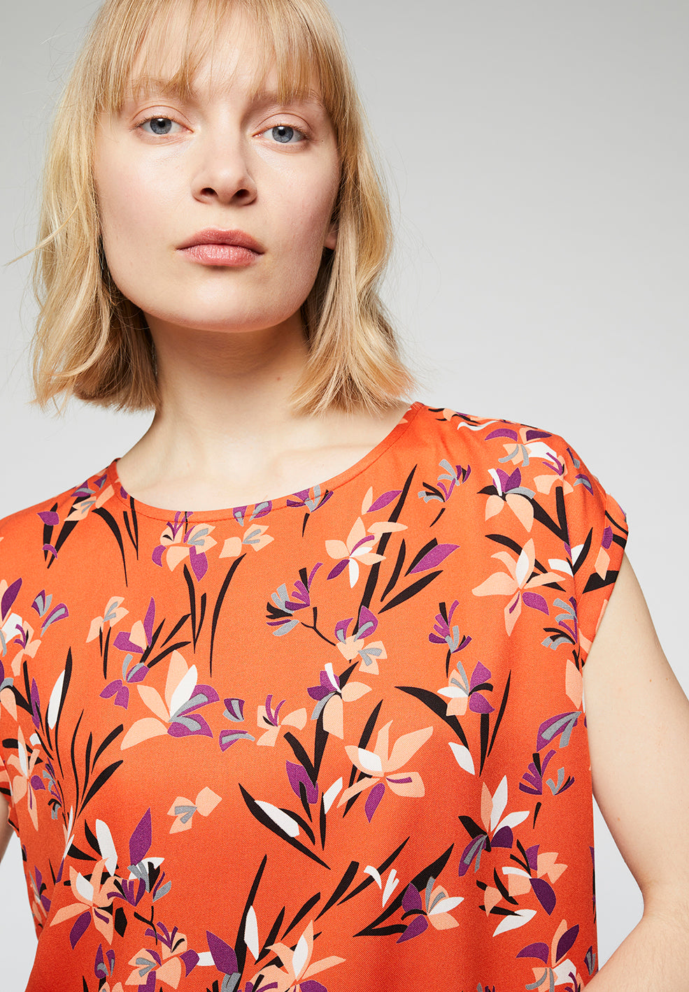 Robe orange à motifs en tencel - Hilaa Tropical Spirit