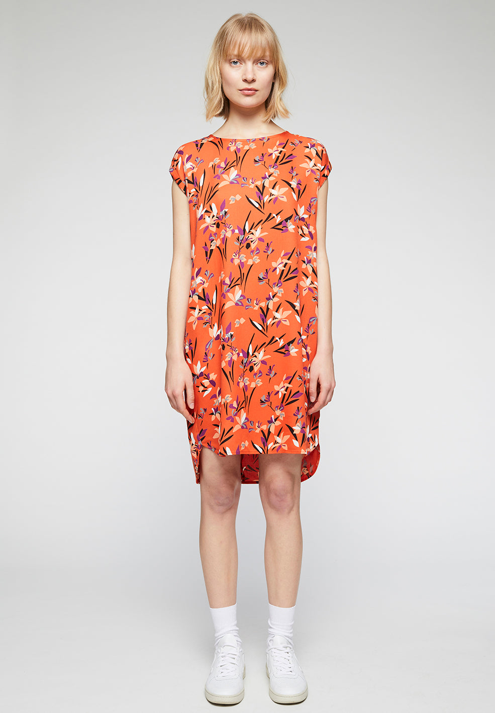 Robe orange à motifs en tencel - Hilaa Tropical Spirit