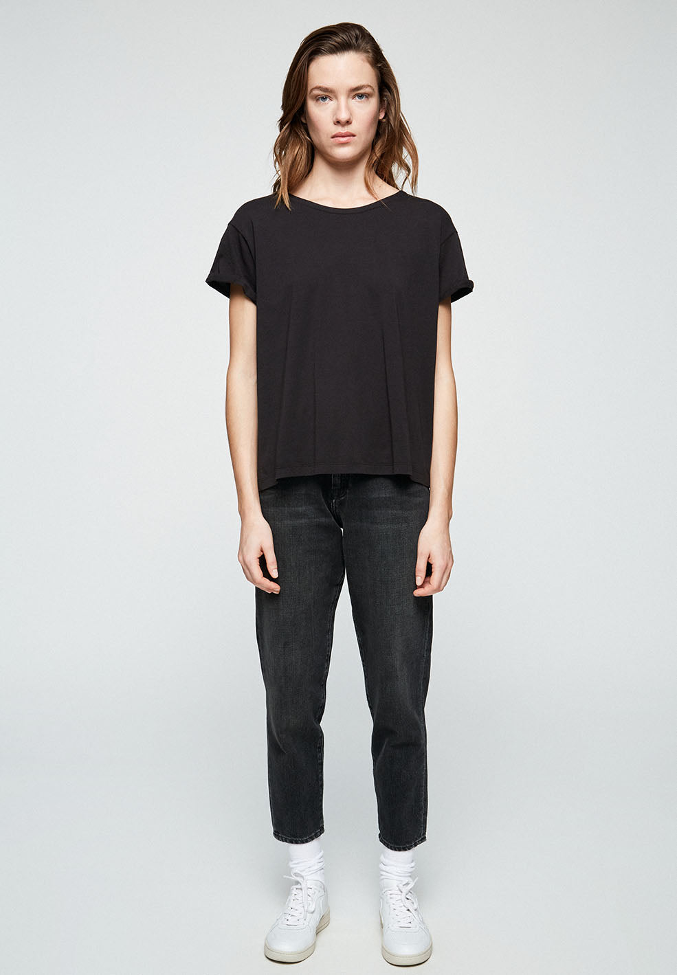 T-shirt avec nœuds noir en coton bio - Ilkaa