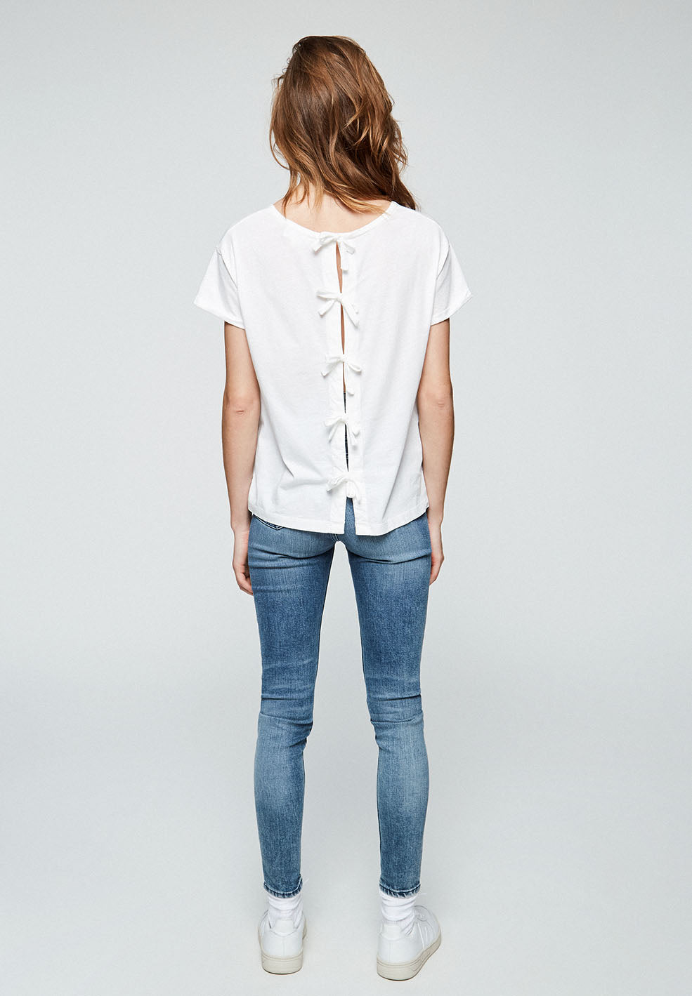 T-shirt avec nœuds blanc en coton bio - Ilkaa