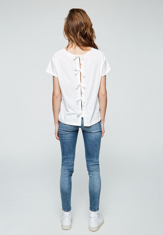 T-shirt avec nœuds blanc en coton bio - Ilkaa