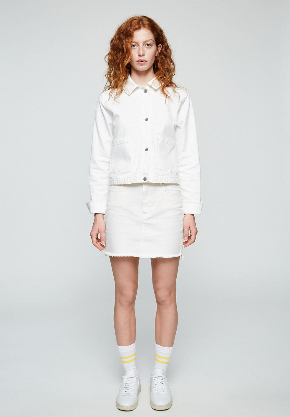 Jupe en jean blanc en coton bio - Liaara