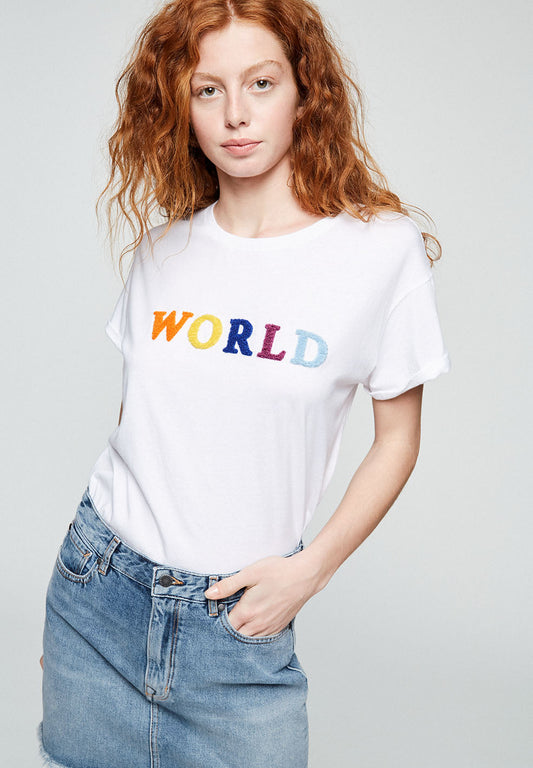 T-shirt avec imprimé blanc en coton bio - Naalin world