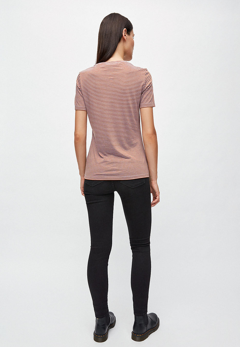 T-shirt rayures lila et marron en coton bio - Lidaa