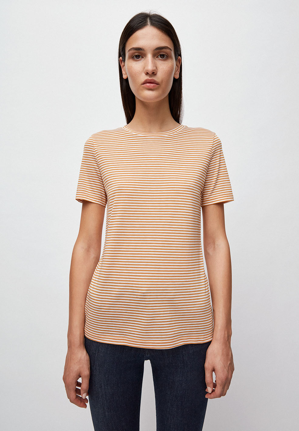 T-shirt rayures ocre en coton bio - Lidaa