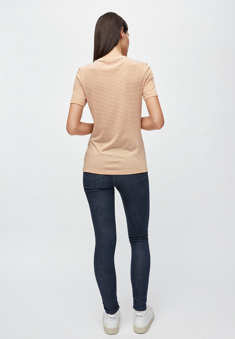 T-shirt rayures ocre en coton bio - Lidaa