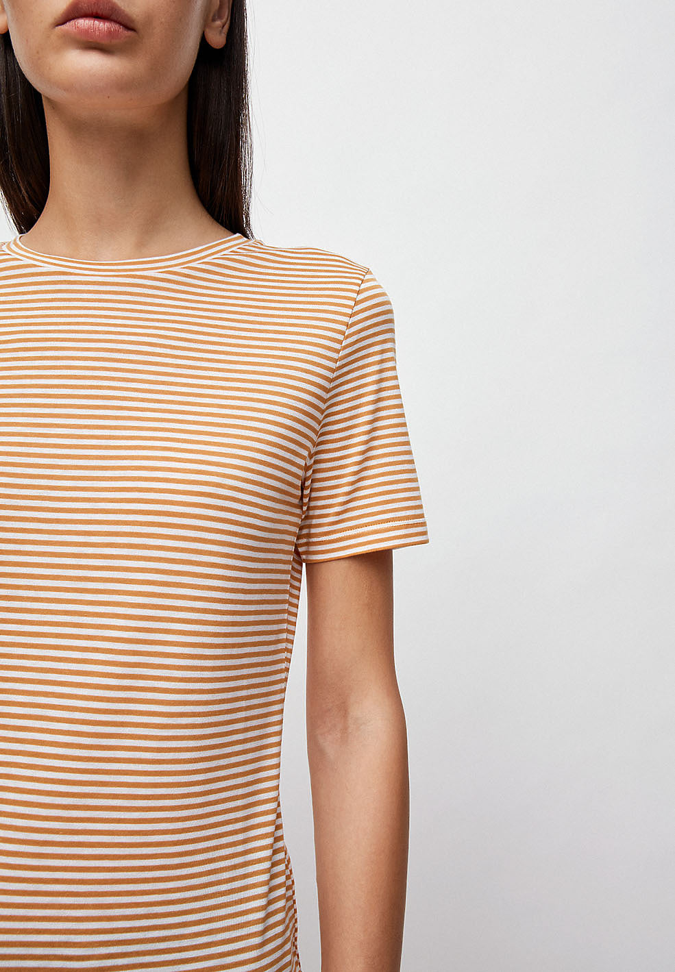 T-shirt rayures ocre en coton bio - Lidaa