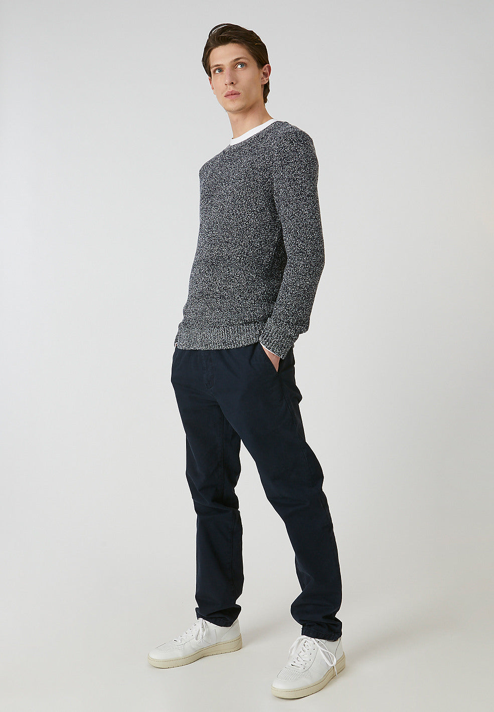 Pull marine et blanc en coton bio - michaal
