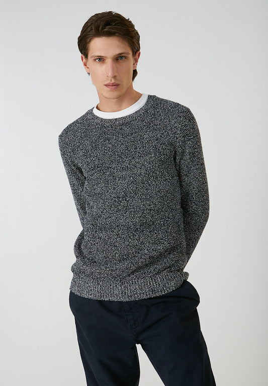 Pull marine et blanc en coton bio - michaal