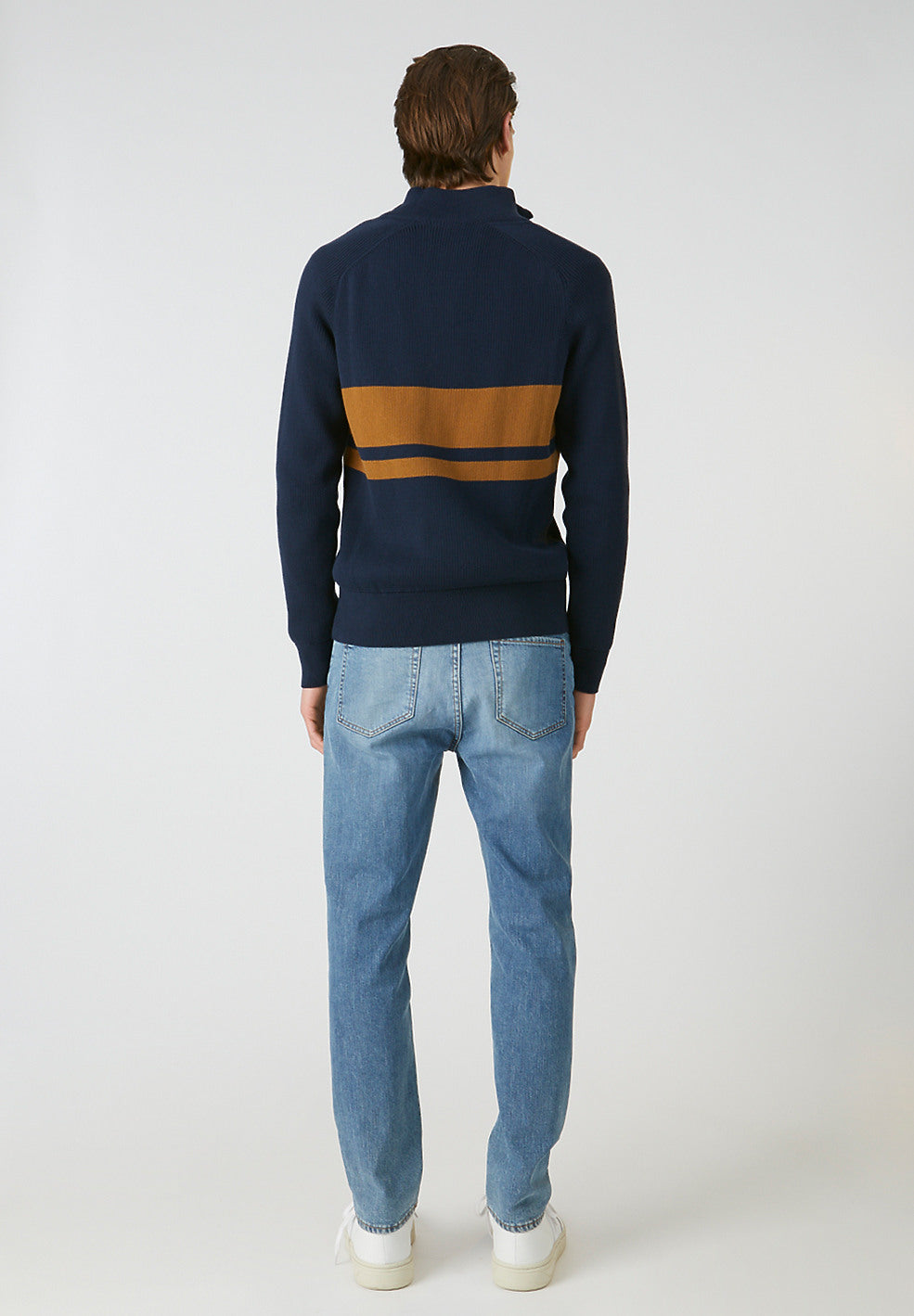 Sweat col zippé bicolore en coton bio - jaanko