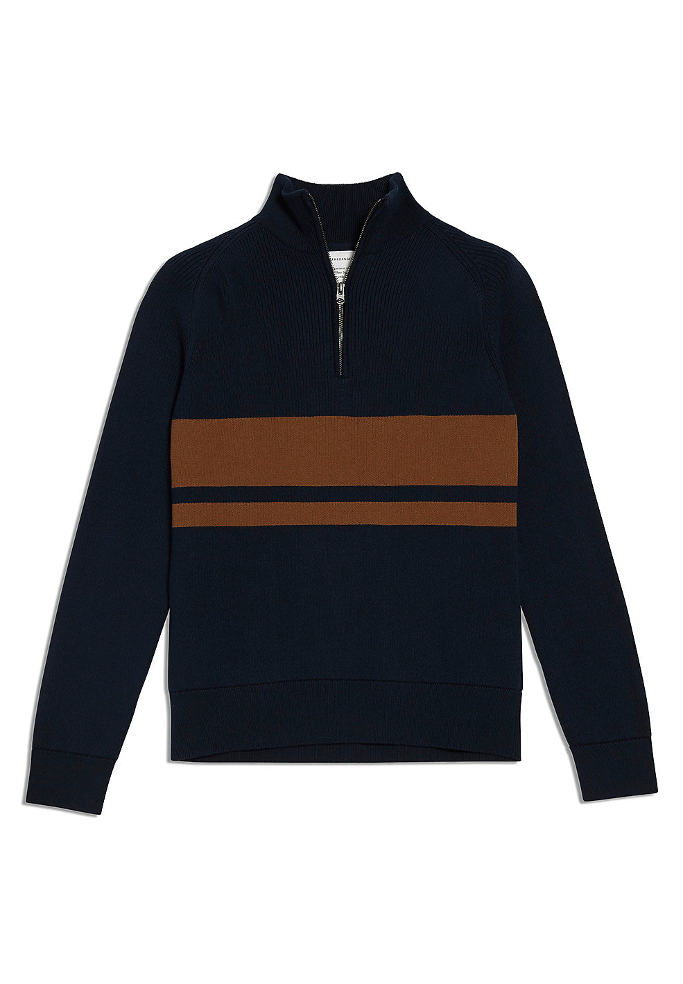 Sweat col zippé bicolore en coton bio - jaanko