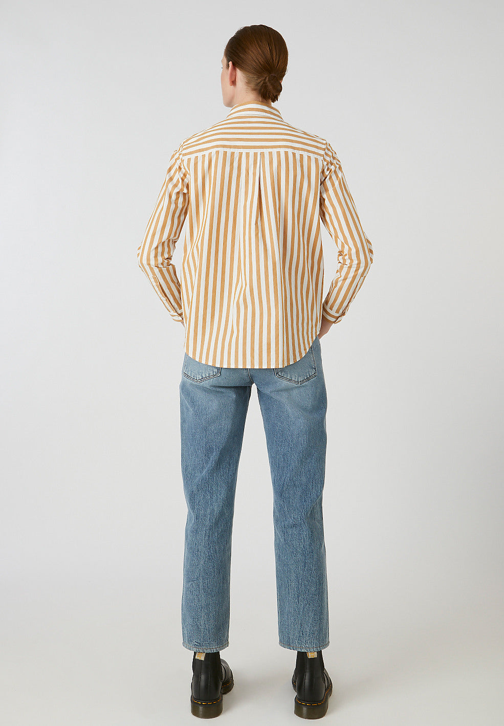 Chemise rayée jaune en coton bio - Onervaa