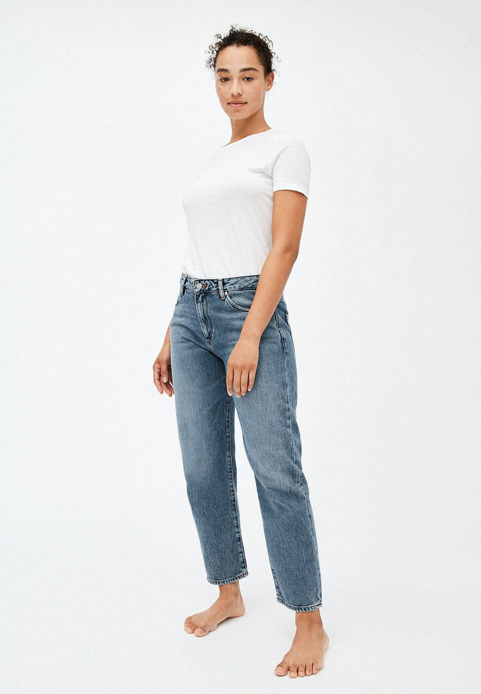 Jean coupe droite bleu clair en coton bio - fjellaa cropped light vintage