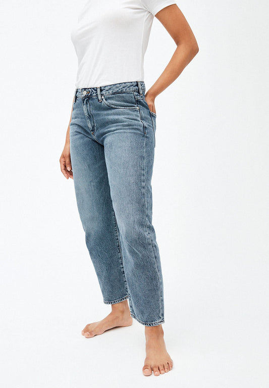 Jean coupe droite bleu clair en coton bio - fjellaa cropped light vintage