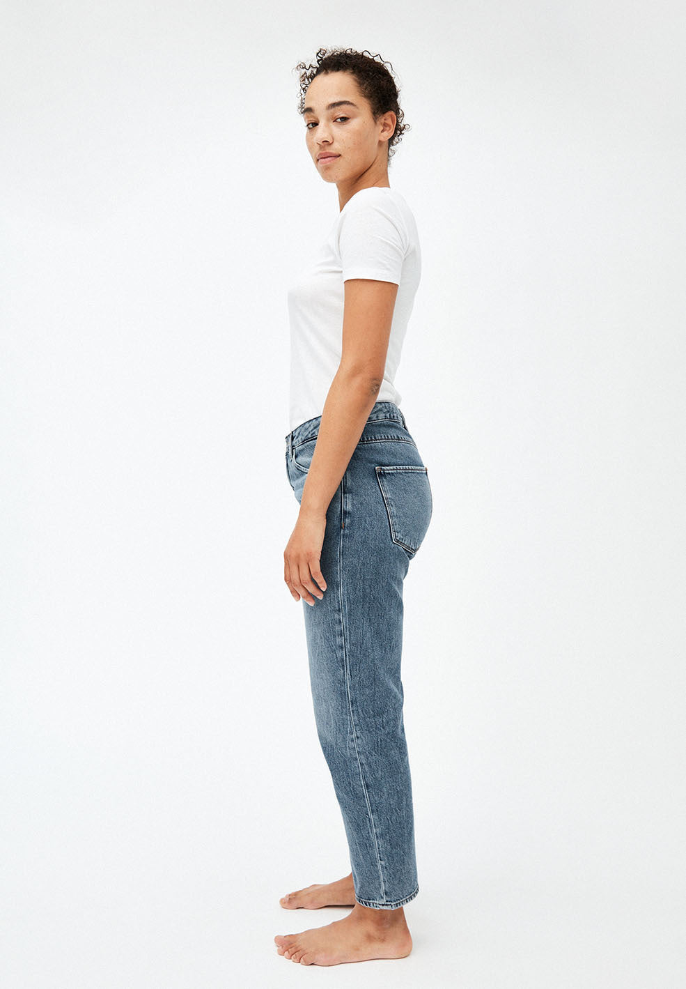 Jean coupe droite bleu clair en coton bio - fjellaa cropped light vintage