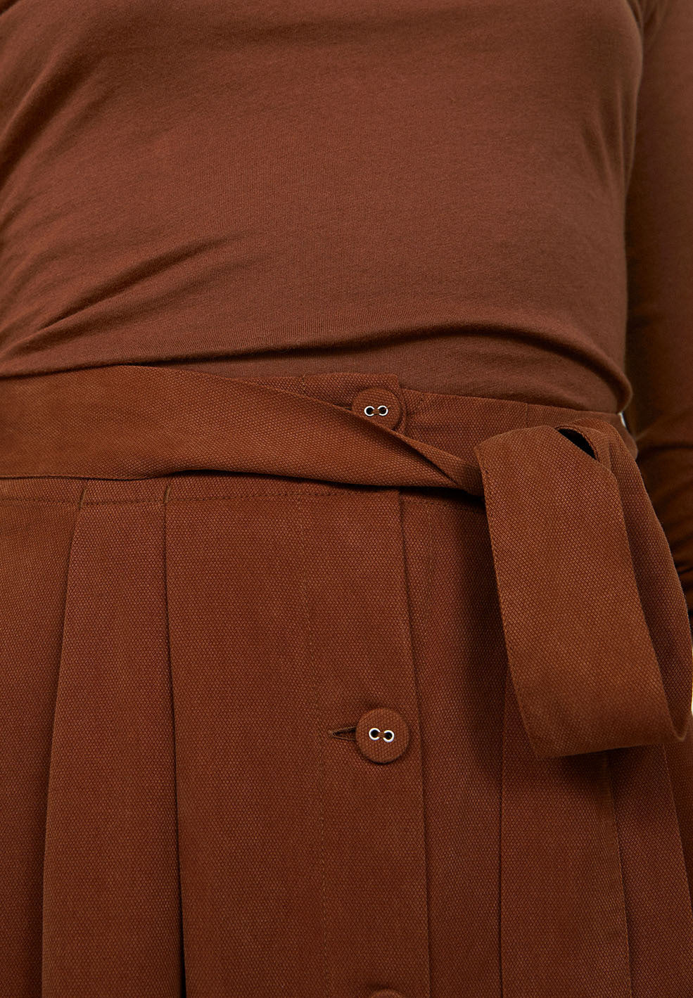 Jupe longue boutonnée marron en tencel - Juliaana
