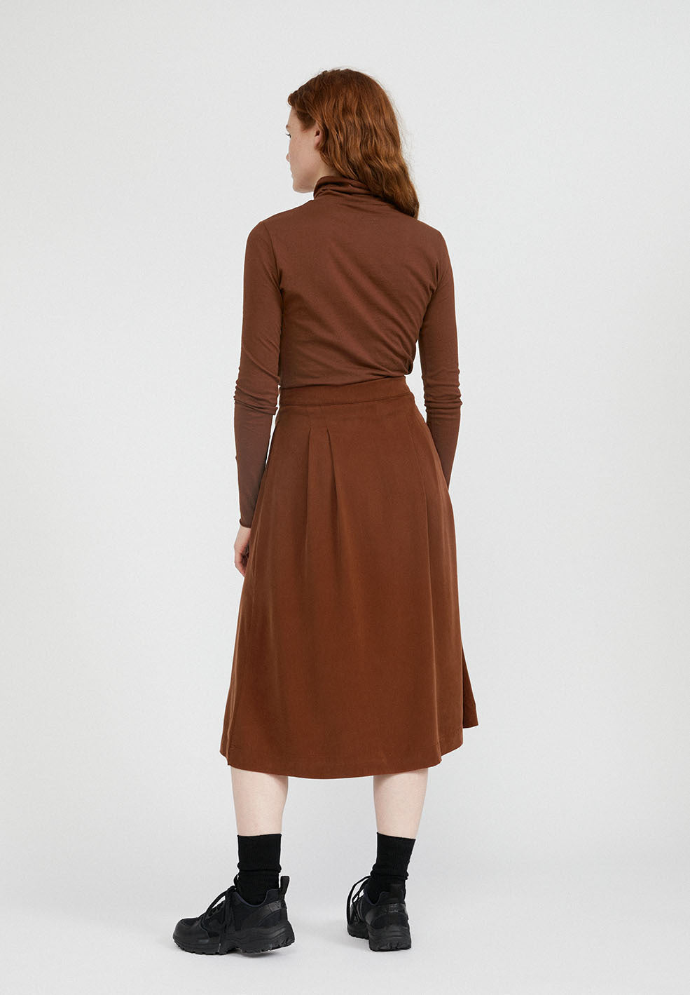 Jupe longue boutonnée marron en tencel - Juliaana