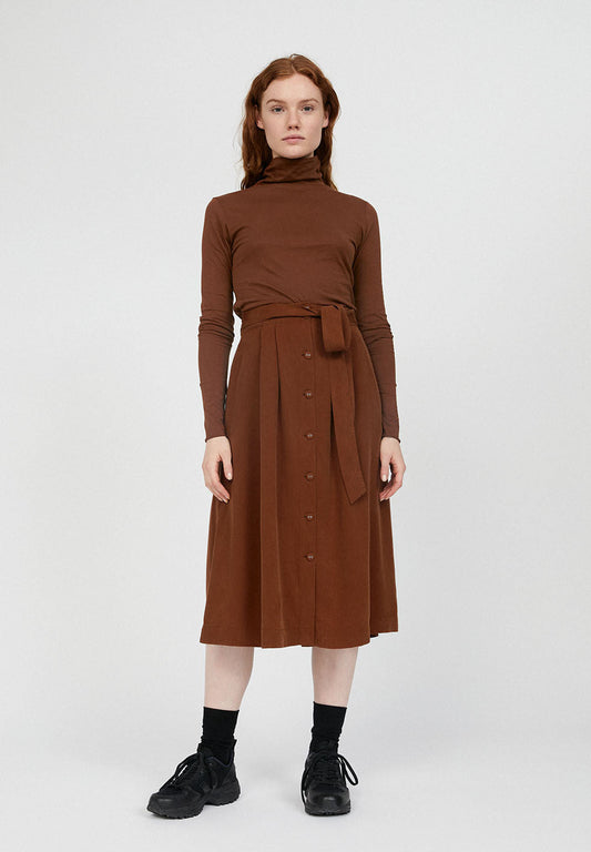 Jupe longue boutonnée marron en tencel - Juliaana