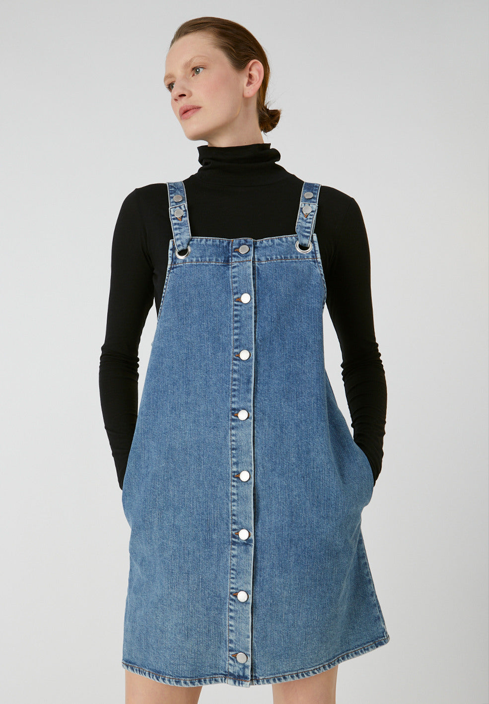 Robe salopette en jean bleu en coton bio - DAINAA