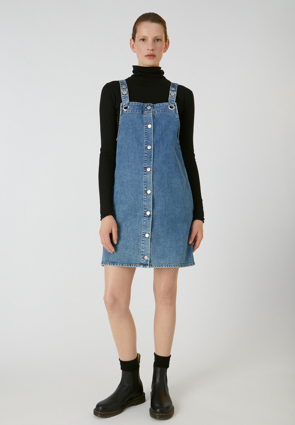 Robe salopette en jean bleu en coton bio - DAINAA