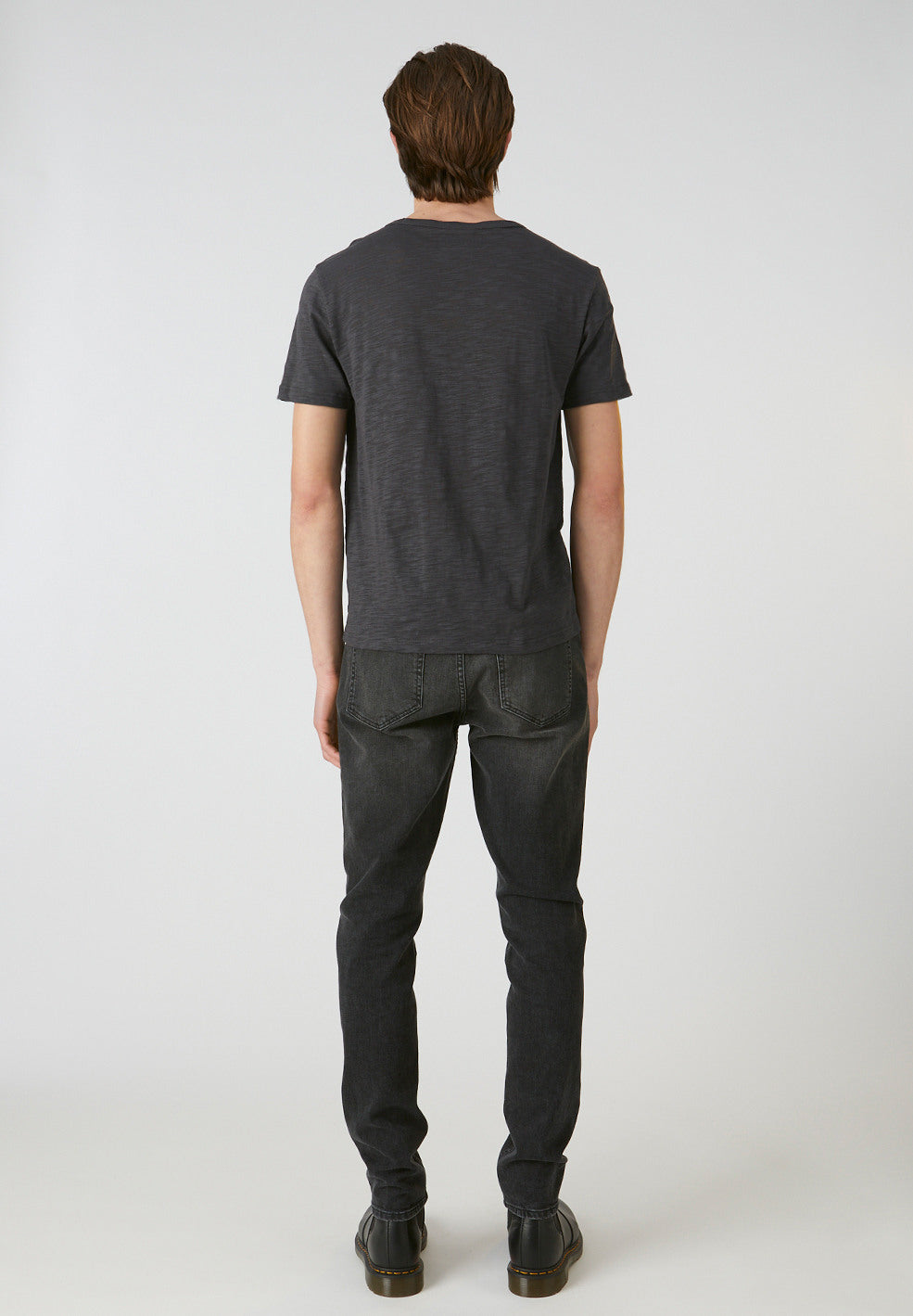 T-shirt avec poche gris chiné foncé en coton bio - Paaul pocket