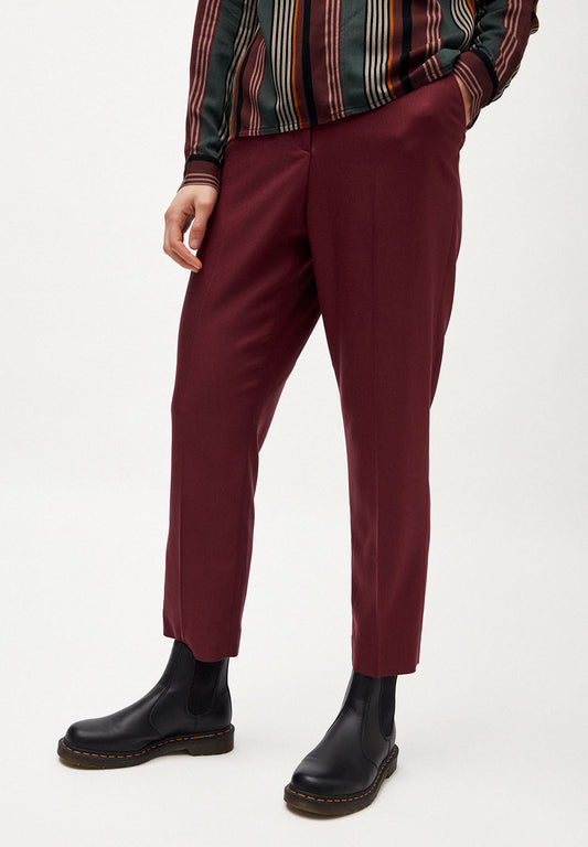Pantalon à pinces bordeaux en coton bio - herttaa