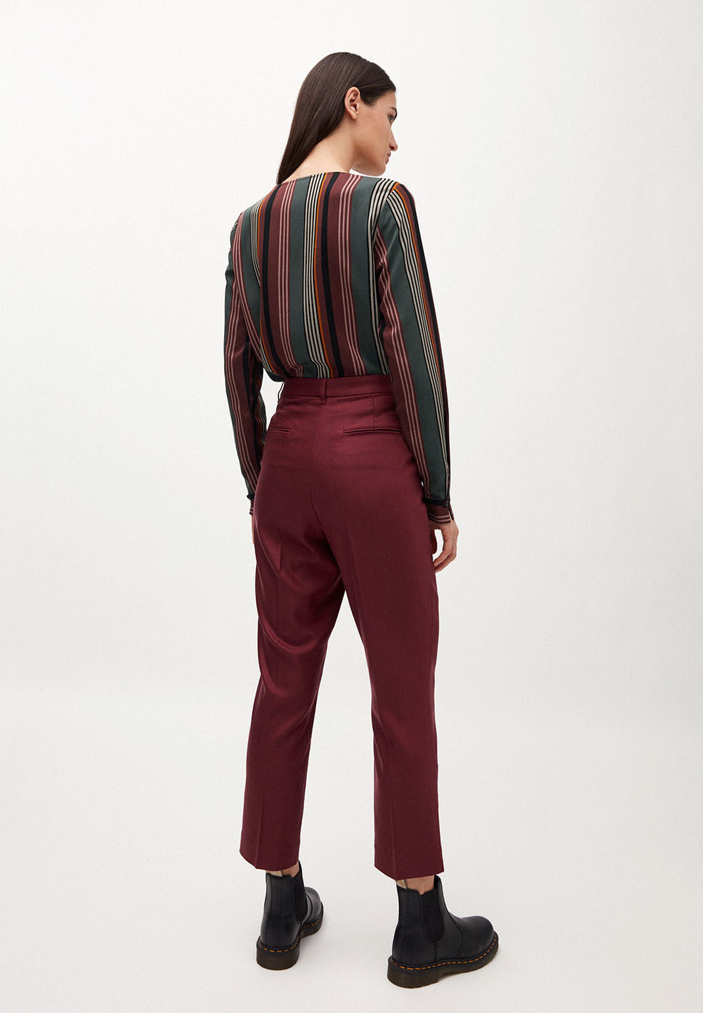 Pantalon à pinces bordeaux en coton bio - herttaa