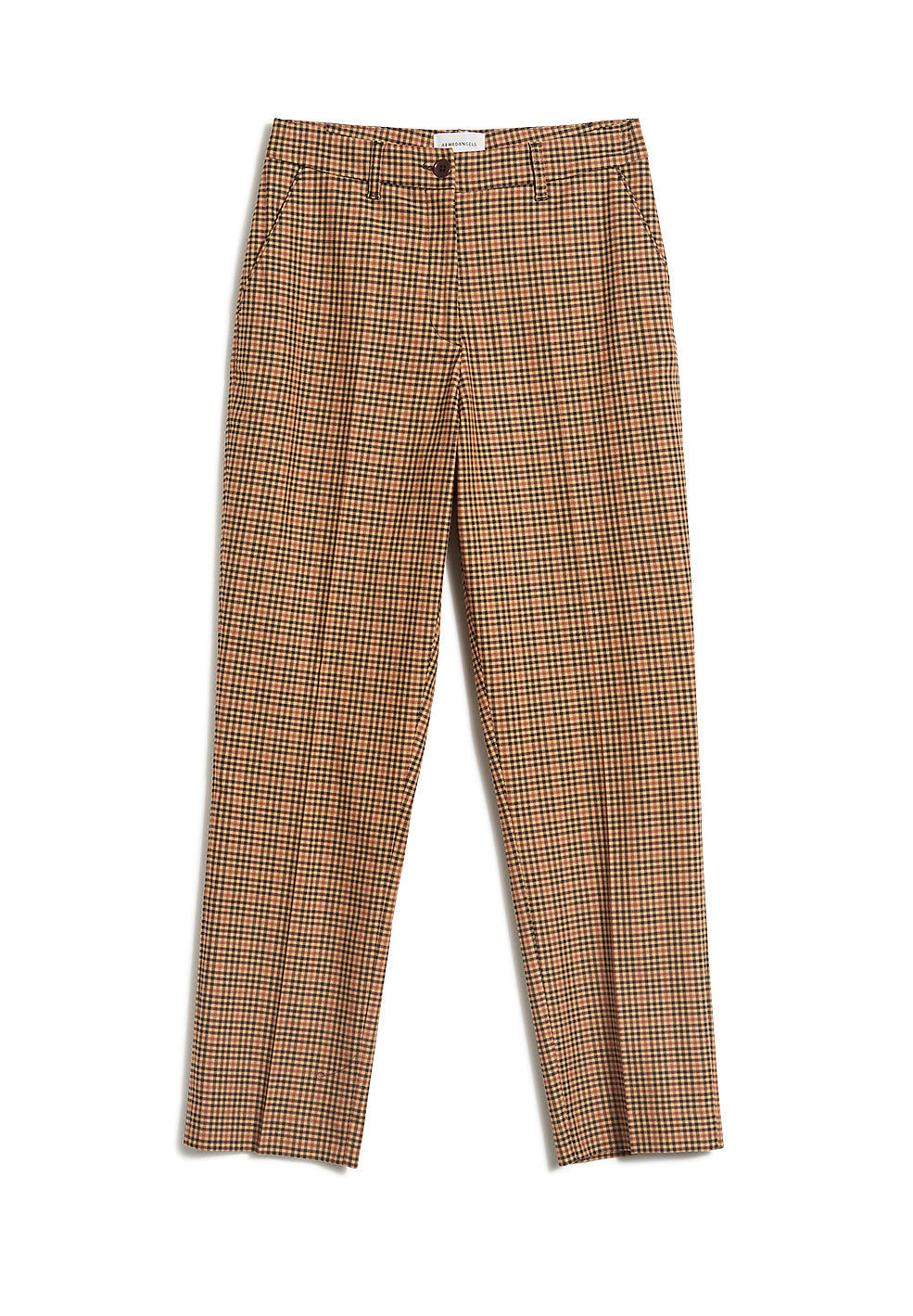 Pantalon à pinces carreaux marron en tencel - herttaa check
