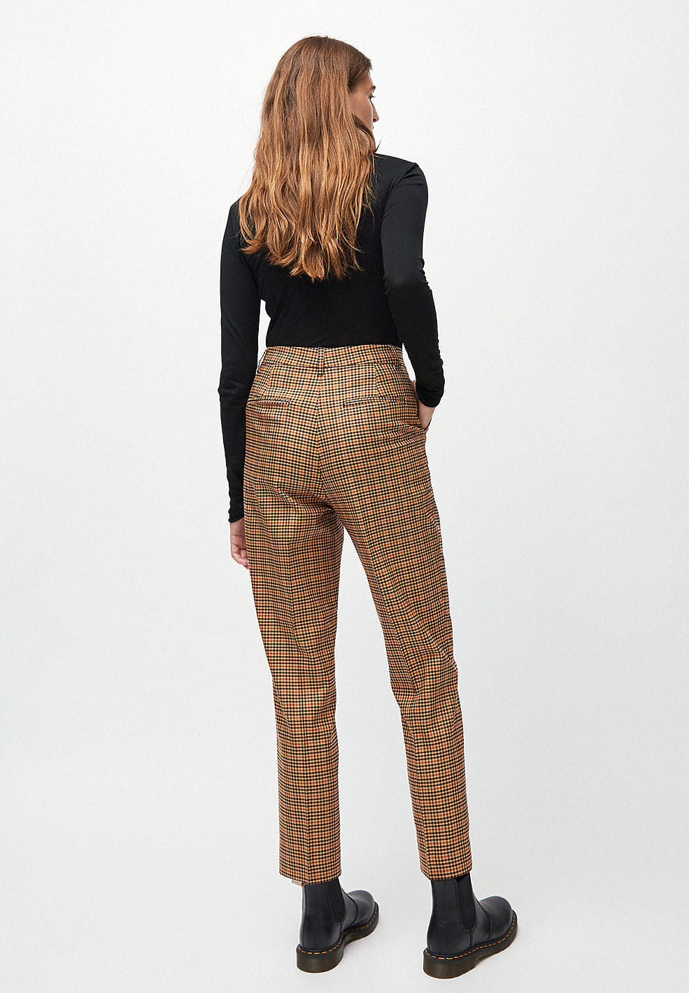 Pantalon à pinces carreaux marron en tencel - herttaa check