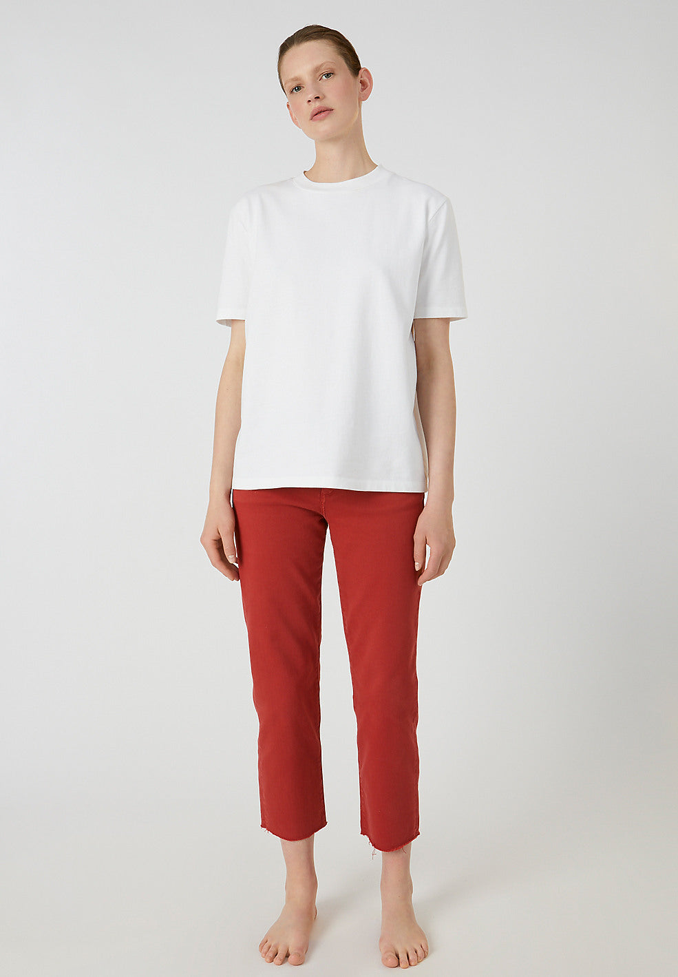 Jean coupe droite rouge en coton bio - Fjellaa