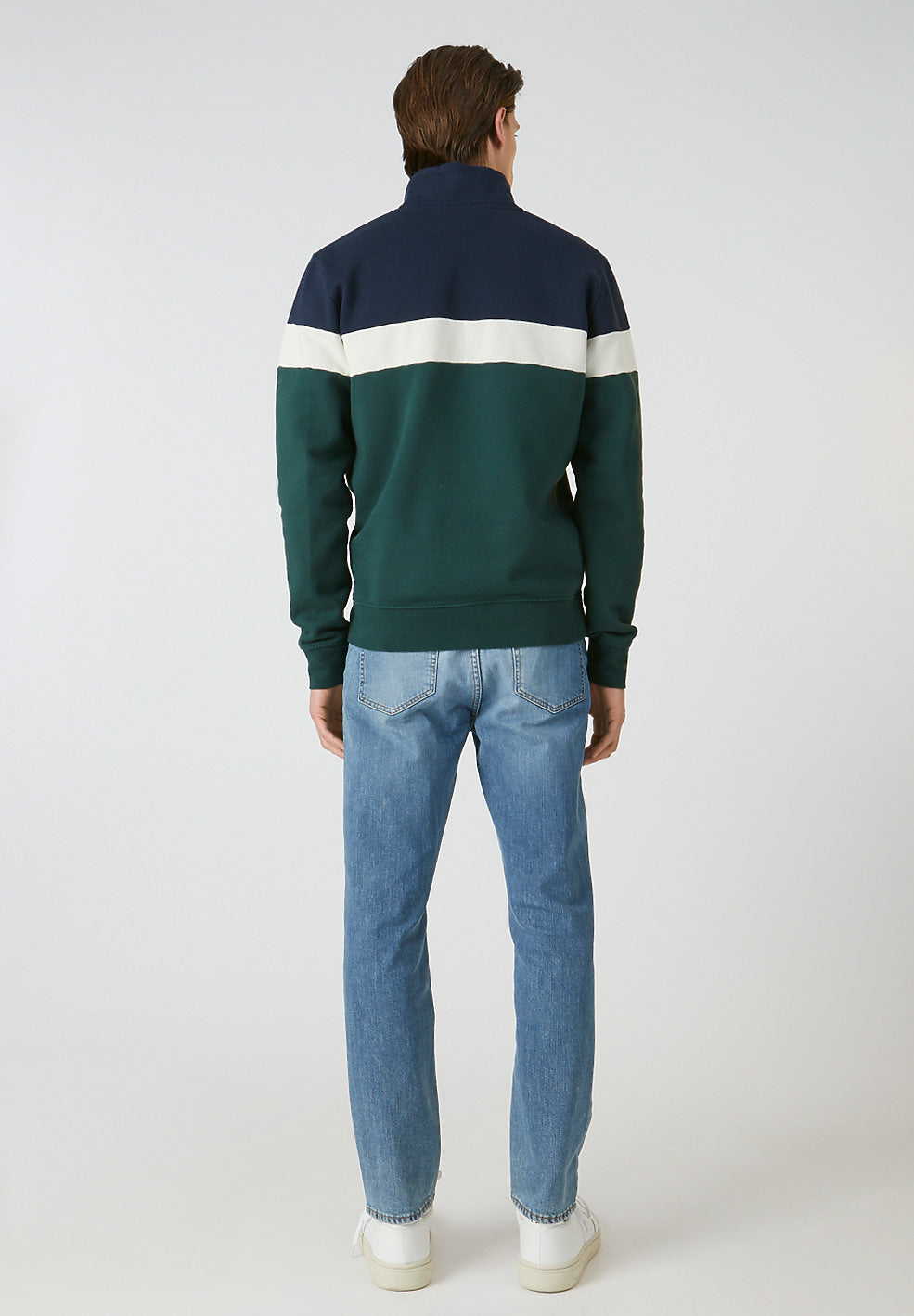 Sweat col zippé tricolore en coton biologique - Raalph