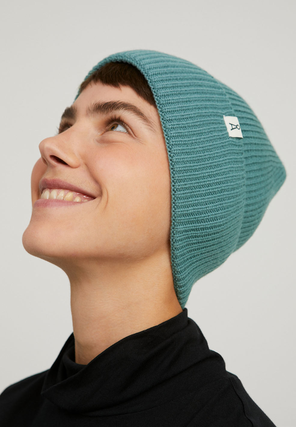 Bonnet turquoise en coton et laine bio - maax