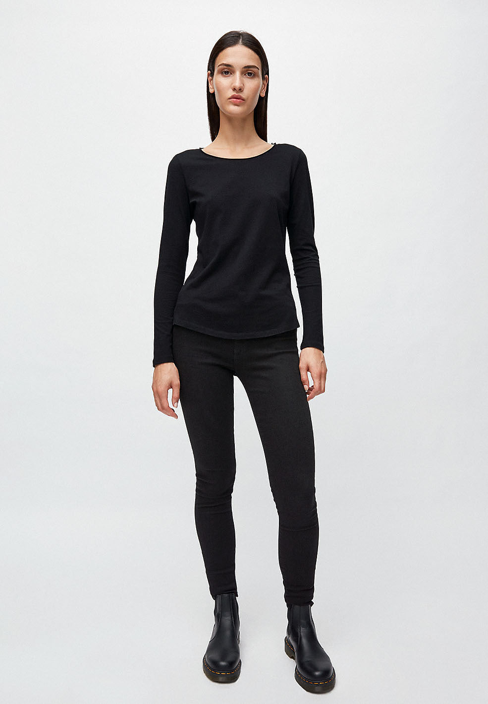 T-shirt manches longues noir en coton bio - rojaa