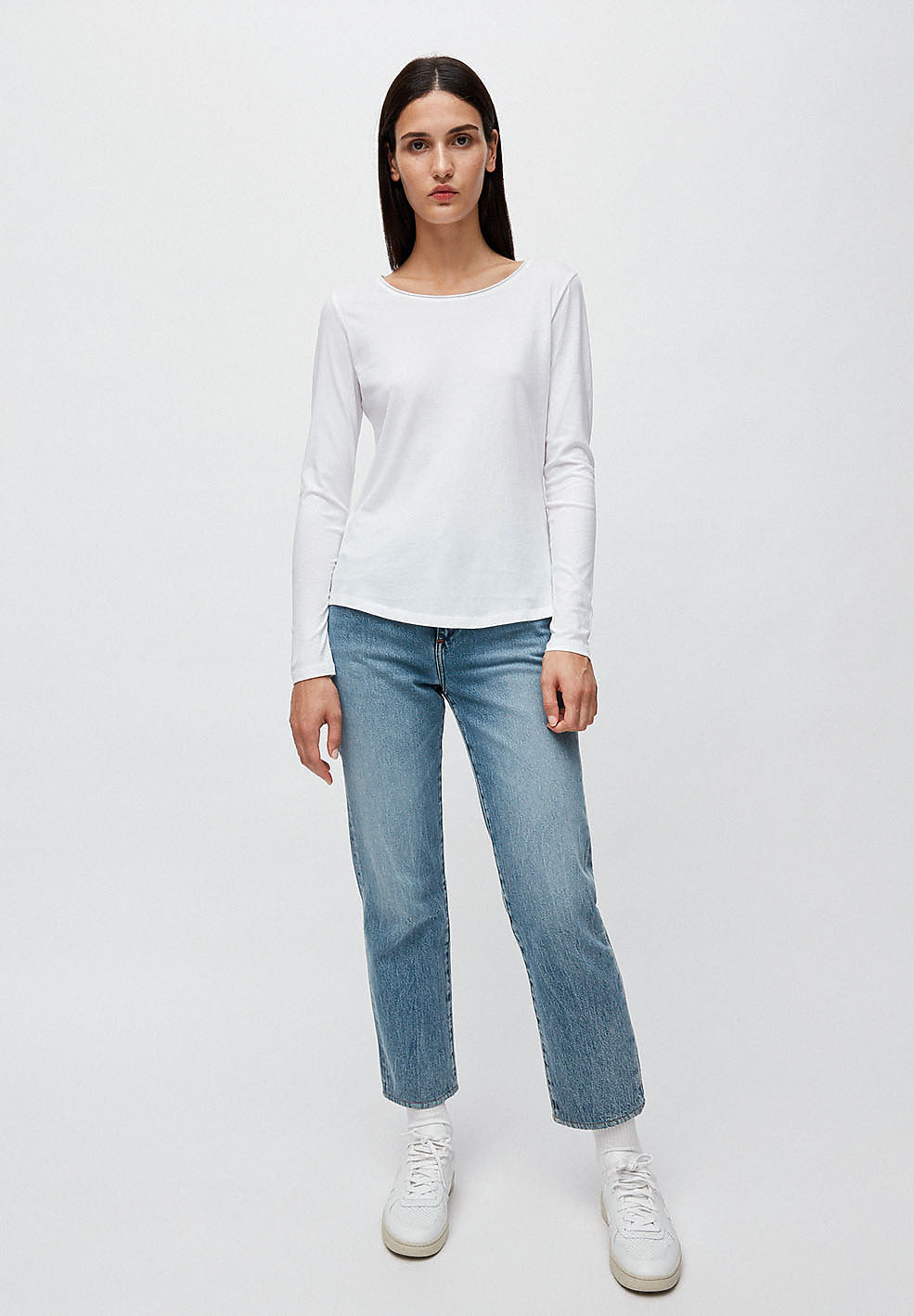 T-shirt manches longues blanc en coton bio - rojaa