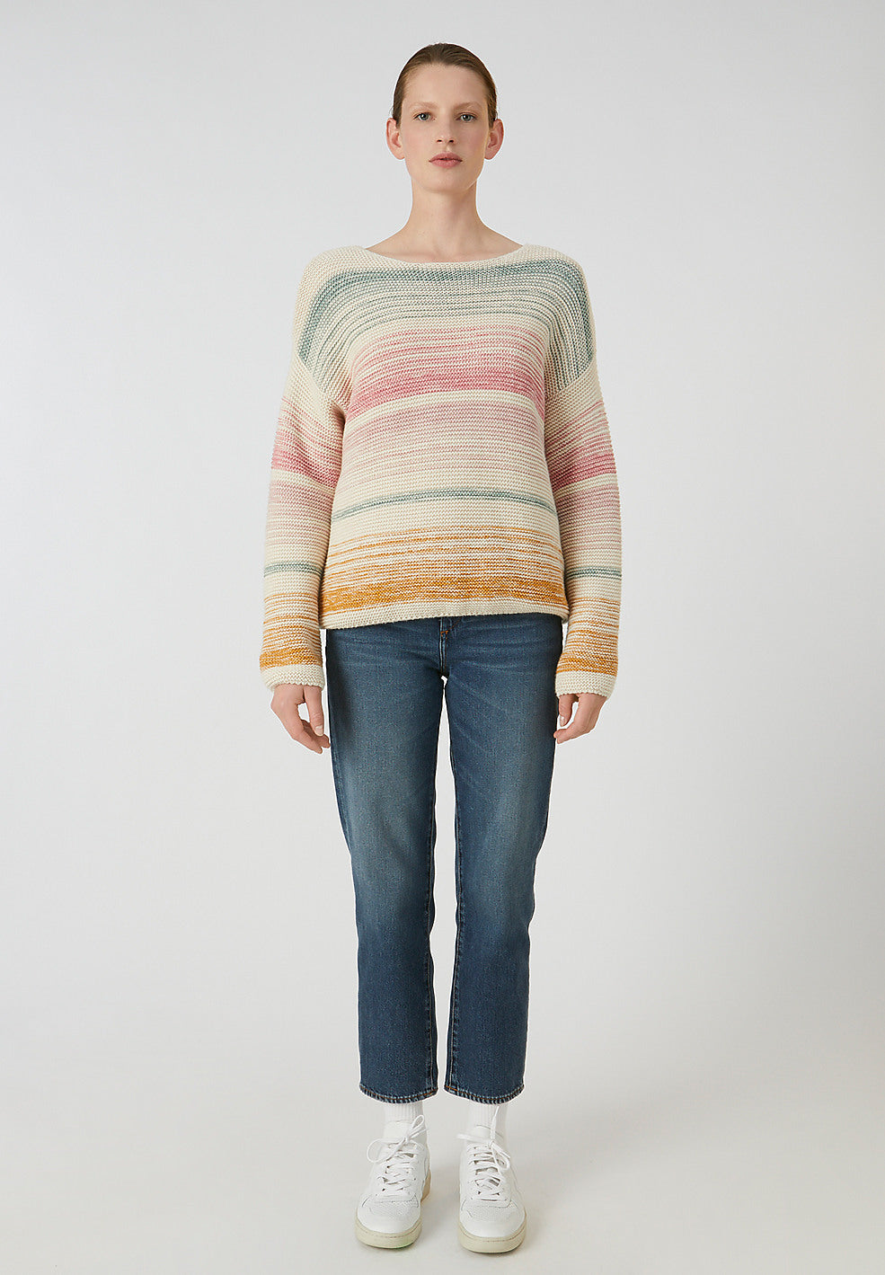 Pull rayures en coton bio et laine - konaa