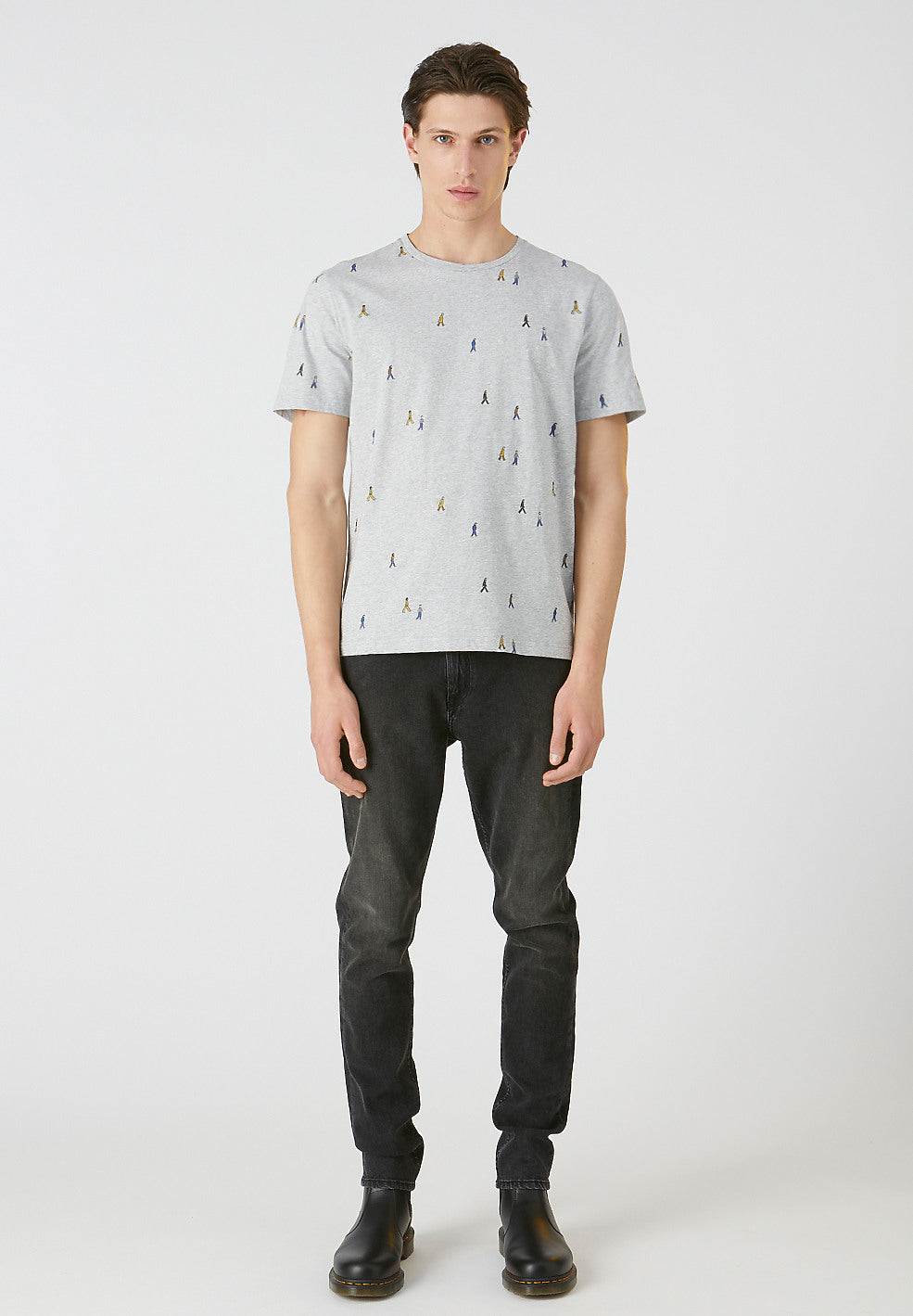 T-shirt gris motifs en coton bio - Jaames People