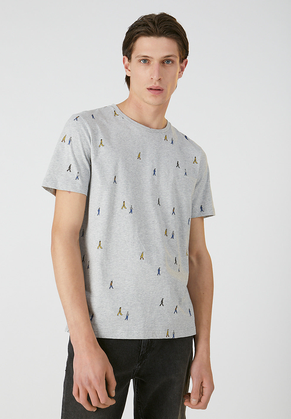T-shirt gris motifs en coton bio - Jaames People
