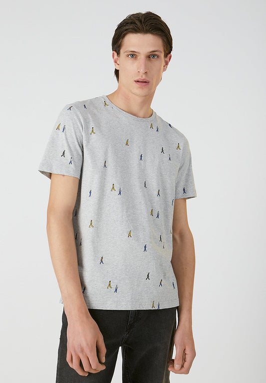 T-shirt gris motifs en coton bio - Jaames People