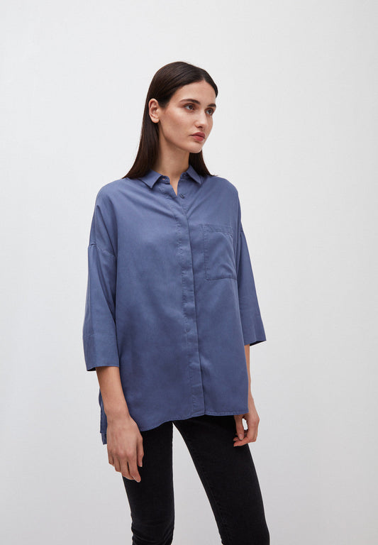 Chemise à manches courtes bleue en tencel - Cassandraa