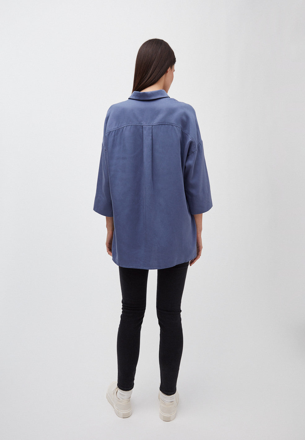 Chemise à manches courtes bleue en tencel - Cassandraa