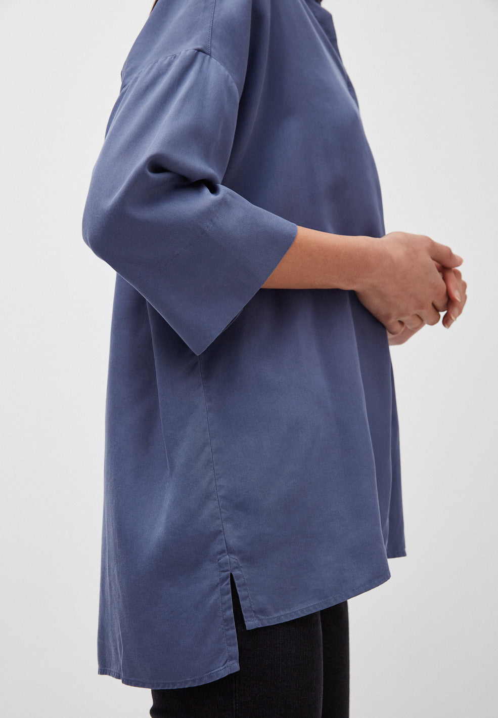 Chemise à manches courtes bleue en tencel - Cassandraa