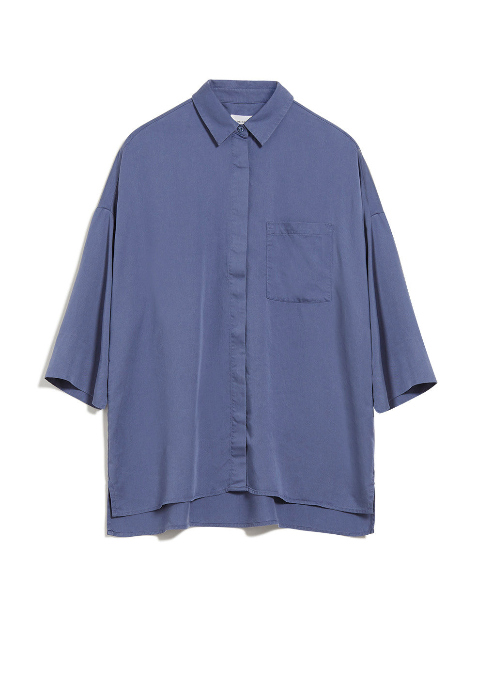 Chemise à manches courtes bleue en tencel - Cassandraa