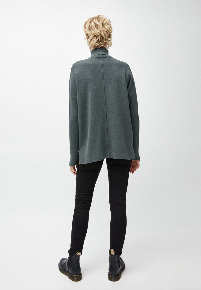 Pull ample col roulé vert en coton bio - ayakaa