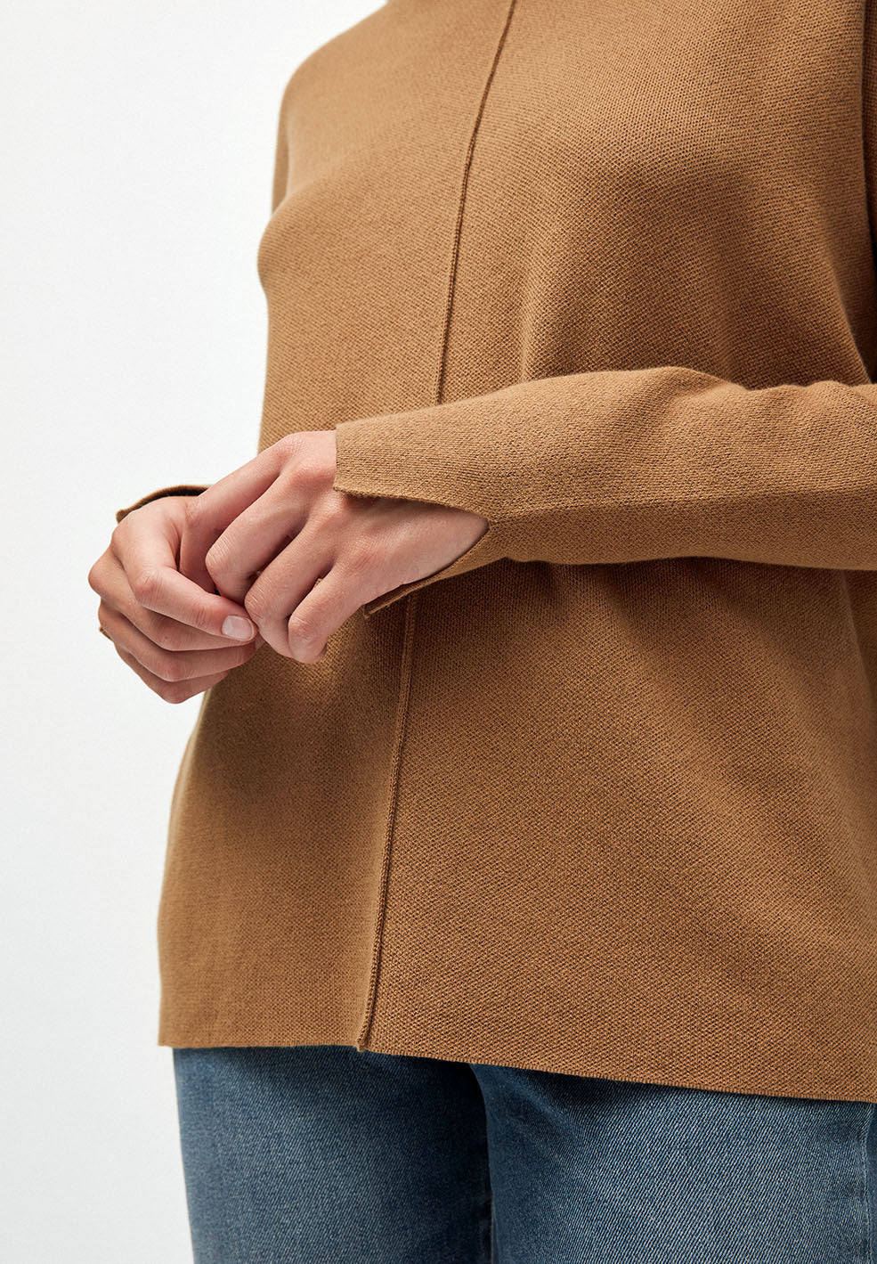 Pull col roulé marron en coton bio - ayakaa
