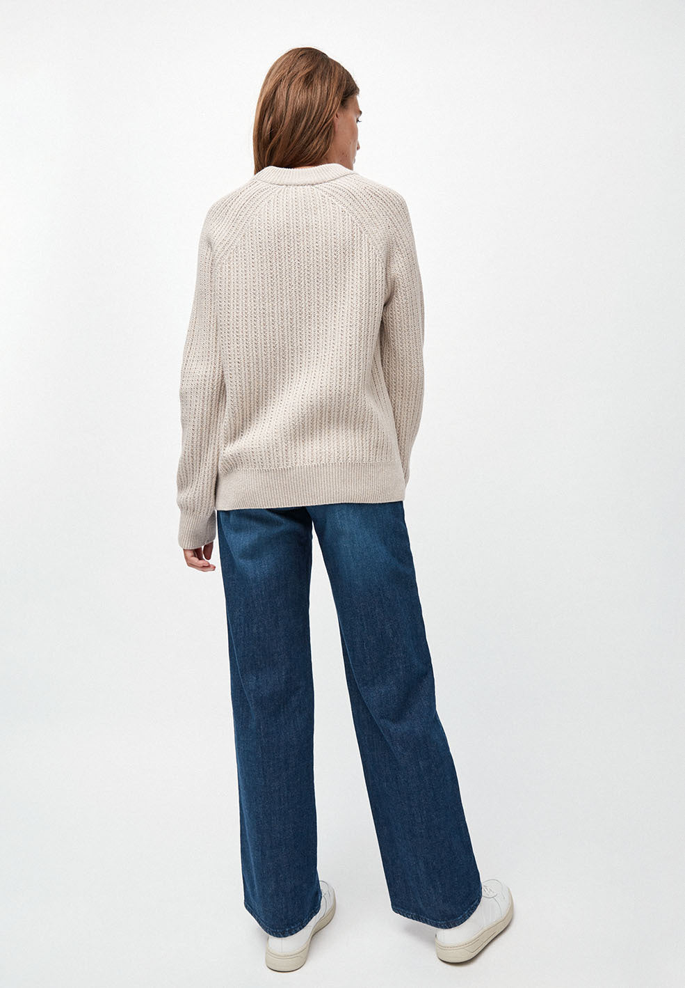 Pull écru maille en coton et laine bio - hinaa