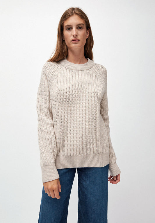 Pull écru maille en coton et laine bio - hinaa