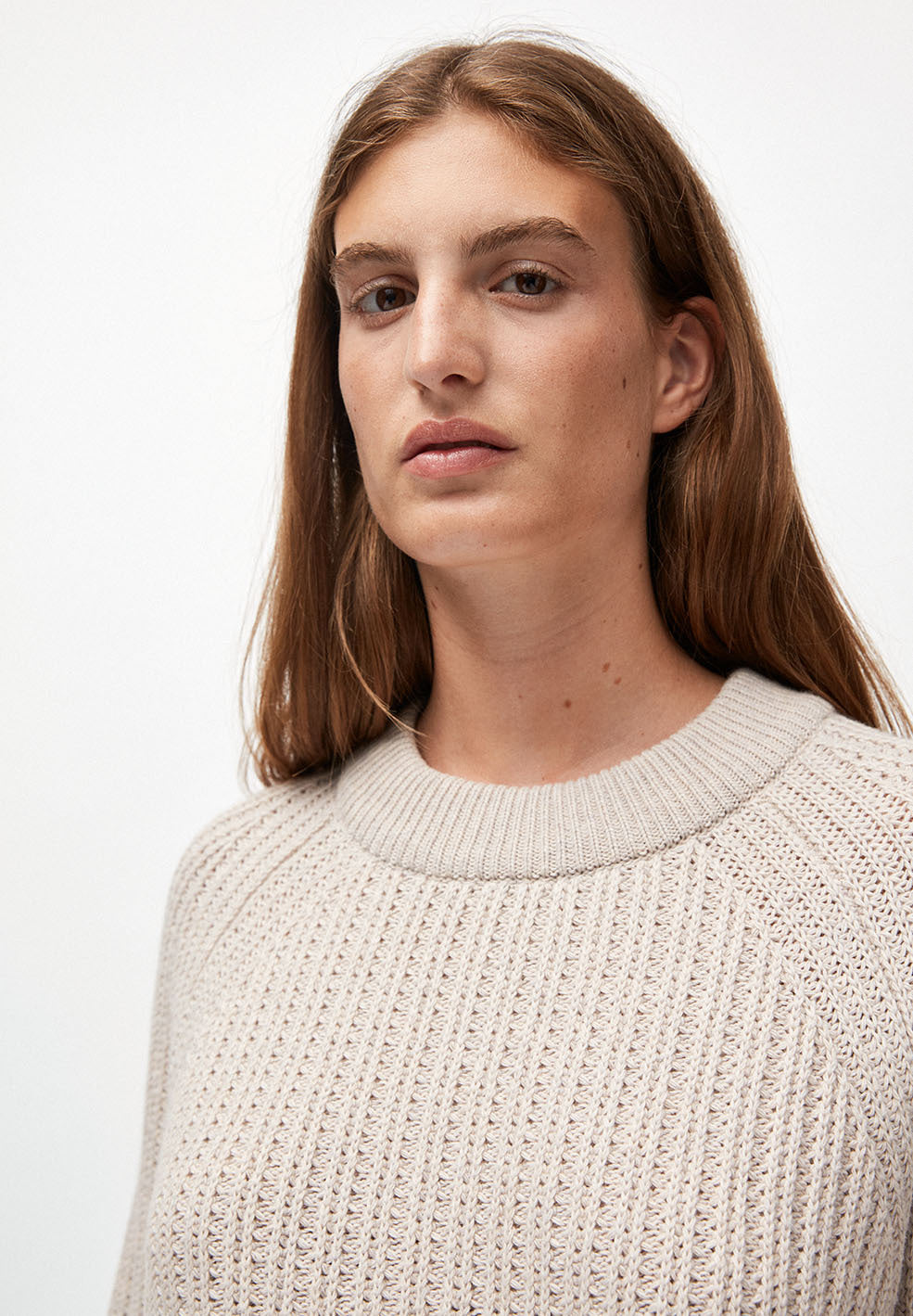 Pull écru maille en coton et laine bio - hinaa