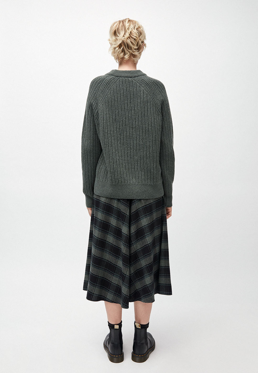 Pull maille vert foncé en coton et laine bio - Hinaa
