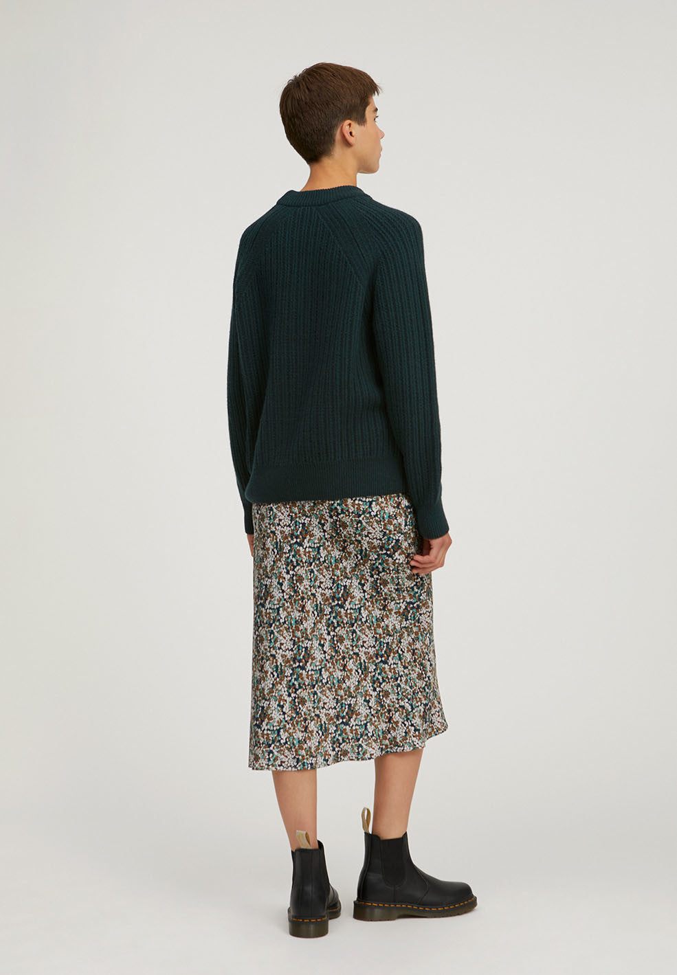Pull en maille vert bouteille en coton bio et laine bio - Hinaa